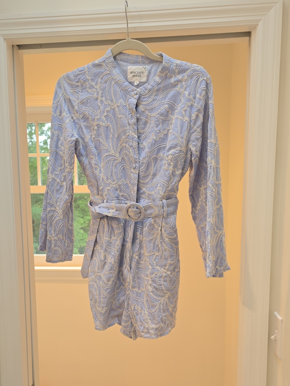 Tuckernuck Sky Blue Embroidered Belted Jumpsuit